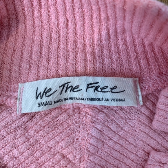 We The Free Tunic Sweater Pink Ribbed Oversized Size Small Mock Neck Cozy - Picture 7 of 10